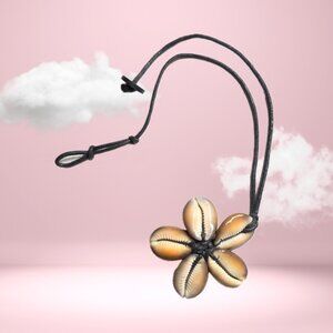 Cowry Shell Pendant Leather Cord Necklace